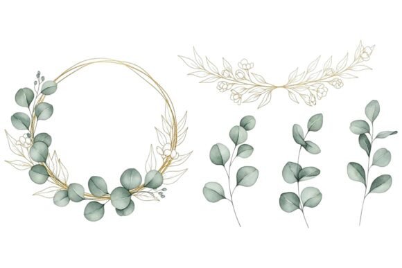 Download Gold Eucalyptus Wreath Floral Set - Floral Collection