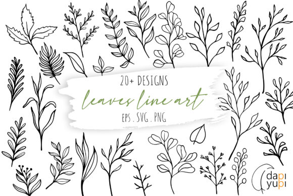 Download Botanical Line Art Clipart. Floral Set - Floral Collection