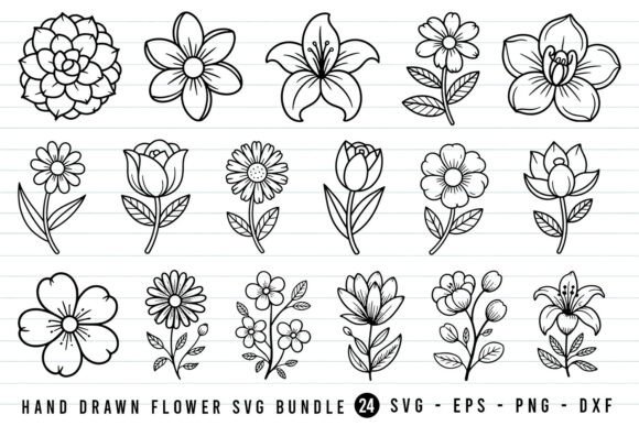Download Hand Drawn Flower SVG Bundle - Lower Collection