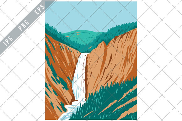 Download Lower Yellowstone Falls WPA Poster Art - Premium Bundle