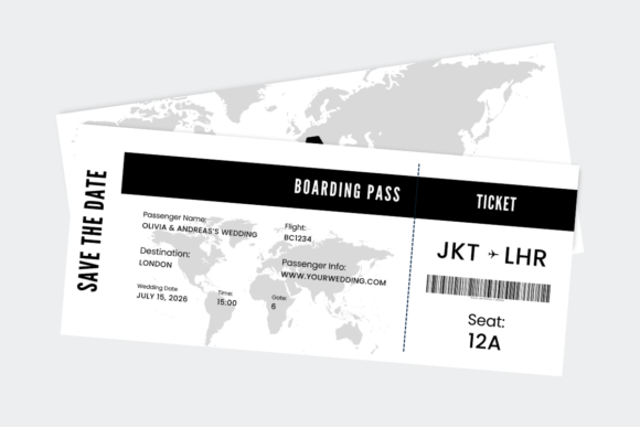 Download Wedding Save the Date Boarding Pass - Date Collection