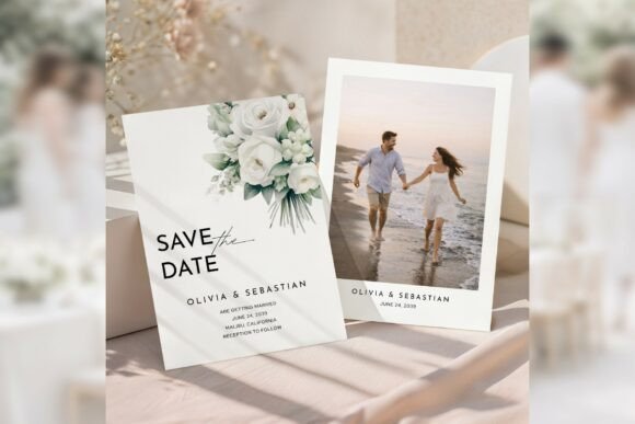 Download White Floral Save the Date Canva Bd012 - Date Collection